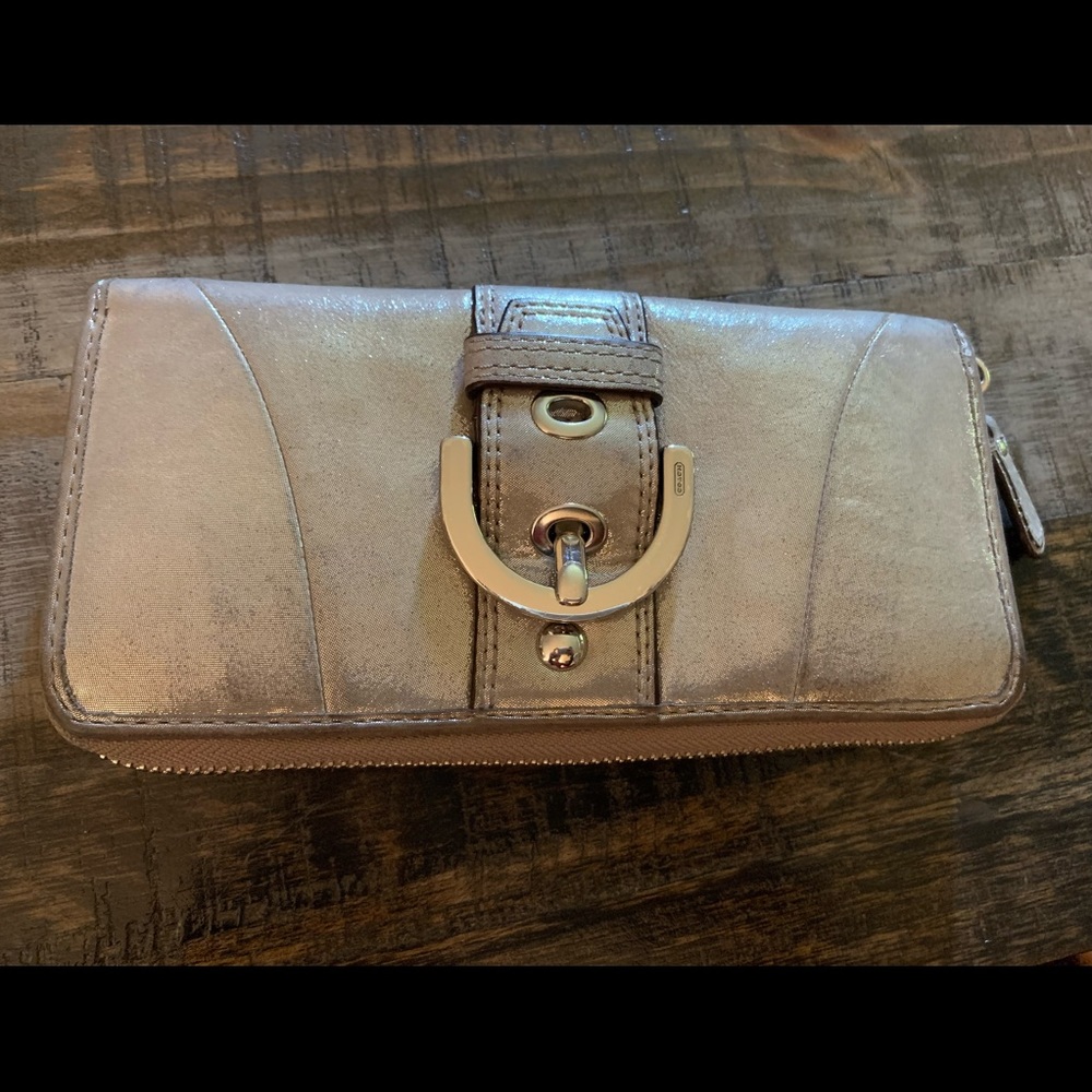 COACH SOHO Leather Slim Envelope Wallet w/Buckle Trim